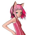  1girl animal_ears artist_request blue_eyes cat_ears character_request fake_animal_ears female koshochka looking_at_viewer pink_hair short_hair simple_background small_breasts solo source_request standing straight_hair 