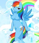  anthrofied blue blue_body equine female friendship_is_magic hasbro horse looking_at_viewer mammal my_little_pony nude pegasus pony purple_eyes rainbow_dash_(mlp) solo whitmaverick wings 