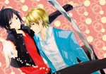  2boys black_hair blonde_hair duo durarara!! gakuran heiwajima_shizuo multiple_boys orihara_izaya school_uniform short_hair uniform 