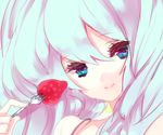  aqua_hair blue_eyes cute cuttery female food fruit girl hatsune_miku strawberry vocaloid 