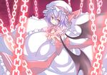  blue_hair chain cicin hat red_eyes remilia_scarlet solo touhou wings 