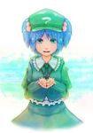  aqua_eyes backpack bad_id bad_pixiv_id bag blue_hair hair_bobbles hair_ornament hat highres kawashiro_nitori key lif short_hair skirt skirt_set solo touhou two_side_up 