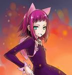  animal_ears annie annie_hastur aqua_eyes backpack bag candy headband koshochka league_of_legends lollipop looking_at_viewer pink_hair purple_dress short_hair 