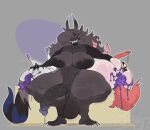 anthro aquatic asian_mythology ball_grab balls big_balls big_breasts big_butt big_penis black_nipples blue_tail blue_tail_tip blue_vulva bodily_fluids breasts butt colored_cum crouching cum demon dipstick_tail dullahan east_asian_mythology eeveelution embress_(rivetstheblue) european_mythology felid female fingering fish generation_6_pokemon genital_fluids genitals group gynomorph herm hi_res horn hybrid intersex intersex/female intersex/male irish_mythology japanese_mythology leaking_cum leaking_precum male mammal markings muscular muscular_intersex mythology nintendo nipples oni pantherine penis pink_penis pokemon pokemon_(species) precum procyonid purple_cum raccoon ragsty_towel rivela_(rivetstheblue) shark sharp_teeth snow_leopard sylveon sylvie_(rivetstheblue) tail tail_markings teeth thick_penis thick_thighs trio unusual_bodily_fluids unusual_cum unusual_genital_fluids vein veiny_penis vulva wide_hips yokai