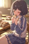  1girl ai-generated call_up_girls chinese_commentary commentary_request cookie food highres school_uniform ye_xi ziggzagg1111 