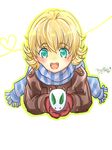  aqua_eyes barnaby_brooks_jr blonde_hair blush bunny bunnyhana child male_focus mittens open_mouth scarf signature smile solo tiger_&amp;_bunny winter_clothes younger 