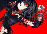  aratagawa_nikei bandages black_hair dissolving hands oekaki original red_eyes solo torn_clothes 