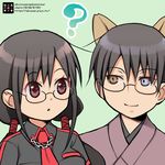  1girl animal_ears blood-c company_connection crossover glasses heterochromia kisaragi_saya kurarin watanuki_kimihiro xxxholic 