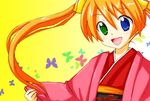  heterochromia japanese_clothes kagurazaka_asuna kiiro kimono long_hair mahou_sensei_negima! orange_hair solo twintails younger 