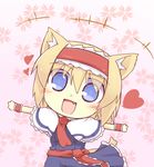  alice_margatroid animal_ears blonde_hair blue_eyes blush capelet cat_ears chibi dress fang hairband hazuki_ruu heart kemonomimi_mode open_mouth outstretched_arms sash solo spread_arms touhou 