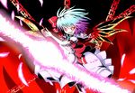  blue_hair chain cicin red_eyes remilia_scarlet solo spear_the_gungnir touhou wings 