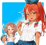  blue_hair blush braid brown_hair green_eyes hair_ribbon inazuma_eleven_(series) inazuma_eleven_go kiri_futoshi multiple_girls open_mouth purple_eyes red_hair ribbon school_uniform seto_midori sexually_suggestive short_hair sleeves_rolled_up sorano_aoi twin_braids yamana_akane 