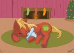  airplane alliszero big_macintosh_(mlp) christmas_tree equine fireplace friendship_is_magic hair hasbro horse long_hair male my_little_pony pony sleeping smile sock tail toy 