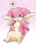  &lt;3 audino belly_grab big_ears blue_eyes blush cute hand_on_stomach looking_at_viewer mussai002 nintendo pok&#233;mon pok&eacute;mon sitting smile solo video_games 