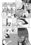  6+girls ^_^ aozora_market apron ascot bat_wings beret black_dress bow china_dress chinese_clothes closed_eyes comic cosplay crescent doujinshi dress fairy fairy_maid fairy_wings gate greyscale hat hat_bow highres hong_meiling hong_meiling_(cosplay) izayoi_sakuya izayoi_sakuya_(cosplay) kamishirasawa_keine kirisame_marisa long_hair maid maid_headdress money_gesture monochrome multiple_girls no_hat no_headwear open_mouth patchouli_knowledge remilia_scarlet ribbon scan short_hair smile surprised sweat sweatdrop thumbs_down touhou translated umbrella wall wings witch_hat 