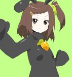  animal_costume animal_ears bad_id bad_pixiv_id blush braid brown_eyes brown_hair bunny_costume bunny_ears carrot dta209 green_background hair_ornament hairclip kaburagi_kaede one_side_up simple_background solo tiger_&amp;_bunny 