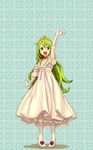  bad_id bad_pixiv_id dress elbow_gloves fictional_persona gloves green_eyes green_hair open_mouth original princess self-portrait shibasaki_shouji smile solo tiara 