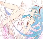  aqua_eyes aqua_hair bad_id bad_pixiv_id dress hatsune_miku legs long_hair machimura_komori panties petals short_dress solo striped striped_panties twintails underwear very_long_hair vocaloid white_dress 