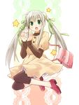  bag blush eretto green_eyes open_mouth original satchel solo star twintails white_hair 
