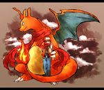  bad_id bad_pixiv_id baseball_cap brown_hair charizard clothed_pokemon fingerless_gloves gen_1_pokemon gloves hat jacket kabocha_torute pokemon pokemon_(creature) pokemon_(game) red_(pokemon) red_(pokemon_rgby) scarf 