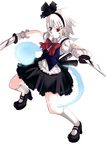  alternate_costume bad_id bad_pixiv_id black_hairband bow bowtie dual_wielding ghost gloves hairband holding katana konpaku_youmu konpaku_youmu_(ghost) red_eyes short_hair silver_hair solo sword touhou weapon yocchan_rengou 