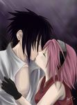  1girl akome1206 couple haruno_sakura hetero kiss naruto_(series) naruto_shippuuden ninja uchiha_sasuke 