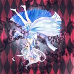  bad_id bad_pixiv_id barefoot detached_sleeves dress falling flower gdngdn long_hair open_mouth pandora_hearts rose smile solo upside-down white_hair will_of_the_abyss 