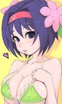  a.l.l. bad_id bad_pixiv_id bikini black_eyes black_hair breasts cleavage covered_nipples erika_(pokemon) flower hair_flower hair_intakes hair_ornament hairband heart large_breasts lowres oekaki pokemon pokemon_(game) pokemon_frlg short_hair solo swimsuit 