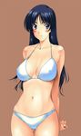  bad_id bad_pixiv_id bikini black_hair blue_eyes blush breasts cleavage covered_nipples kamia_(not_found) large_breasts long_hair original solo swimsuit yukino_sayuri 