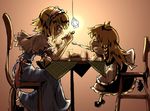  alice_margatroid blonde_hair eating fifiruu food kirisame_marisa multiple_girls profile sketch spoon table touhou younger 