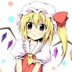  :&gt; bad_id bad_pixiv_id blonde_hair flandre_scarlet hat hat_ribbon nma red_eyes ribbon solo touhou wings 