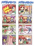  3girls 4koma :3 :x =_= arcade arcade_cabinet braid bun_cover butler cammy_white cammy_white_(cosplay) chinese_clothes chun-li chun-li_(cosplay) colonel_aki comic cosplay crescent_moon english fighting_game genderswap genderswap_(ftm) hair_bun hakurei_reimu handheld_game_console hong_meiling izayoi_sakuya long_hair moon multiple_4koma multiple_girls nintendo_ds o_o oswald_(kof) oswald_(kof)_(cosplay) pantyhose parody patchouli_knowledge playing_games ryuu_(street_fighter) ryuu_(street_fighter)_(cosplay) short_hair silent_comic street_fighter surprised the_king_of_fighters touhou translated twin_braids 