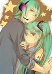  1girl akinatsu aqua_eyes aqua_hair bad_id bad_pixiv_id detached_sleeves genderswap genderswap_(ftm) hatsune_miku hatsune_mikuo long_hair necktie twintails vocaloid 