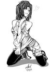  black_eyes black_hair breasts final_fantasy final_fantasy_xiii highres lebreau monochrome sexy smile 