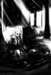  bad_id bad_pixiv_id black dark greyscale light_rays looking_down lver_(artist) maria-sama_ga_miteru monochrome sitting skirt solo sunbeam sunlight toudou_shimako water wet 