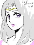  1girl female grey_hair guin_saga partially_colored purple_eyes rinda_farseer sketch solo violet_eyes white_background 