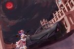  bat_wings car full_moon ground_vehicle hat lanwee moon motor_vehicle purple_hair red_moon remilia_scarlet short_hair solo touhou wings 