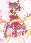  bad_id bad_pixiv_id brown_hair detached_sleeves hair_ribbon hair_tubes hakurei_reimu red_eyes ribbon solo toono_yayoi touhou 