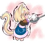  animal_ears blonde_hair blush cat_ears cat_tail chibi extra_ears hoshizuki_(seigetsu) kemonomimi_mode mizuhashi_parsee open_mouth puru-see scarf solo spoon sugar_cube tail touhou trembling 