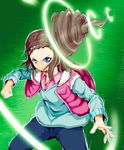  :o blue_eyes braid brown_hair drill glowing hair_ornament hairclip kaburagi_kaede sch side_ponytail solo spoilers tiger_&amp;_bunny vest 