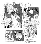  2girls animal_ears braid fan_hair_ornament floppy_ears fox_ears genshin_impact highres japanese_clothes kimono long_braid long_hair low-braided_long_hair low-tied_long_hair mole mole_under_eye multiple_girls nonons pink_hair purple_hair purple_kimono raiden_shogun yae_miko 