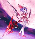  blue_hair full_moon hand_on_own_face hat highres mechanization medarot moon red_eyes red_moon remilia_scarlet robot solo spear_the_gungnir star_(ikaruga) touhou wings 