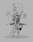  2022 anthro armor big_sword biped boots bottomwear brand_new_animal breasts canid canine canis capcom claws clothed clothing coat cosplay crossover crossover_cosplay devil_may_cry digital_drawing_(artwork) digital_media_(artwork) duo facial_markings fangs female female_focus footwear full-length_portrait fur gloves_(marking) grey_background greyscale gun hair handgun head_markings hi_res high5art holding_gun holding_handgun holding_object holding_ranged_weapon holding_revolver holding_weapon larger_male looking_at_viewer male mammal markings mask_(marking) melee_weapon michiru_kagemori monochrome nero_(devil_may_cry) pants portrait pose raccoon_dog ranged_weapon revolver shirou_ogami shirt shoes signature simple_background size_difference sketch small_breasts smaller_female snarling solo_focus spirit standing studio_trigger sword tanuki teeth topwear vambrace weapon wolf 