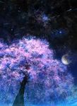  cherry_blossoms epic highres iy_tujiki moon night no_humans original scenery shooting_star star_(sky) tree 