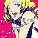  blonde_hair blue_eyes catherine catherine_(game) drill_hair eyeshadow il_matto lipstick makeup one_eye_closed short_hair solo twin_drills twintails 