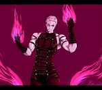  fire king_of_fighters kof krizalid male male_focus monochrome simple_background snk 