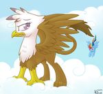  2011 avian cloud clouds crying equine eye_contact female feral friendship_is_magic gilda_(mlp) gryphon looking_back mammal my_little_pony pegasus purple_eyes rainbow_dash_(mlp) simple_background sky solo tears tenchisamoshi toony wings 