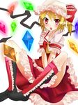  alza bad_id bad_pixiv_id blonde_hair flandre_scarlet hat highres red_eyes side_ponytail solo touhou wings 