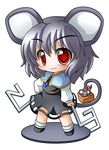  animal_ears basket blush capelet chibi dowsing_rod dress faux_figurine grey_dress grey_hair jewelry mouse mouse_ears mouse_tail nazrin necklace pendant red_eyes shinjitsu short_hair smile solo standing tail touhou 