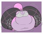 2026 absurd_res anthro belly belly_grab belly_squish big_belly big_breasts big_butt big_nipples big_tail black_bottomwear black_clothing black_nose black_pants black_sclera black_yoga_pants border bottomwear bra breasts buckteeth butt cheeki clothing colored deep_navel digital_media_(artwork) female flat_colors grey_body grey_bra grey_clothing grey_inner_ear grey_sports_bra grey_underwear hair hand_on_belly hand_on_own_belly hi_res huge_belly huge_breasts huge_butt huge_nipples huge_tail huge_thighs hyper hyper_belly hyper_breasts hyper_butt hyper_nipples hyper_thighs looking_at_belly looking_at_own_belly looking_down looking_down_at_self mammal morbidly_obese morbidly_obese_anthro morbidly_obese_female motion_lines multicolored_body navel nipples obese obese_anthro obese_female onomatopoeia open_mouth open_smile overweight overweight_anthro overweight_female pants pink_body pink_ears pink_hair pink_mouth pink_tail purple_background rodent sciurid simple_background sloshing_belly smile solo sound_effects sports_bra squish susie_(reathe) tail teeth text thick_thighs three-quarter_view tight_clothing tree_squirrel two_tone_body underwear white_border white_eyes yoga_pants